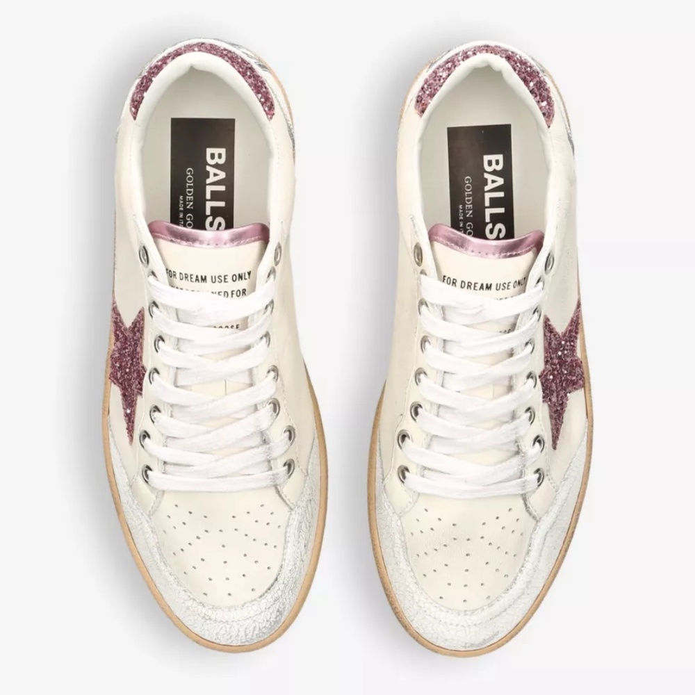 GOLDEN GOOSE Ball Star in White/Wistful Mauve Leather Upper - MSRP $645.00 BNIB - Picture 2 of 4